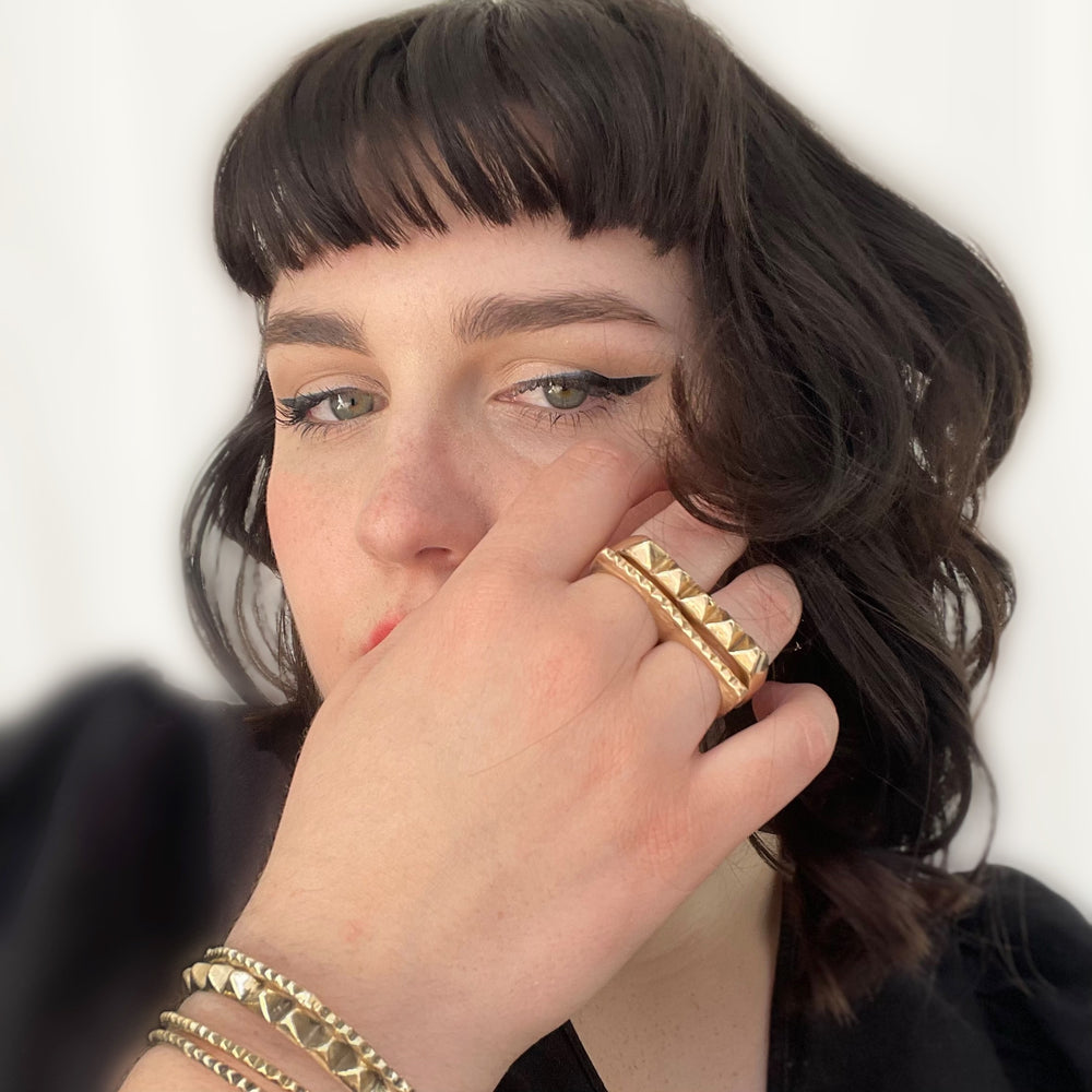 PERO Double Studded Ring | Bronze