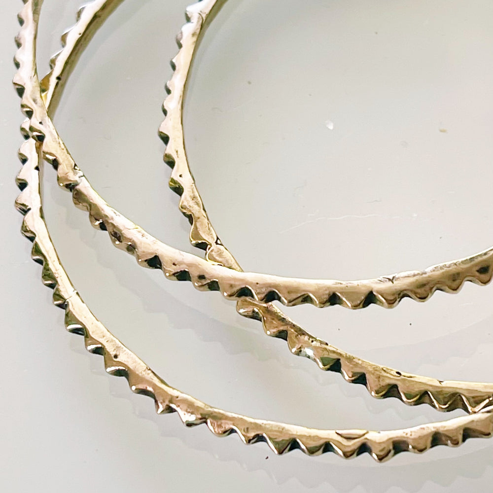 bronze bangle bracelets stackers trio handmade in California